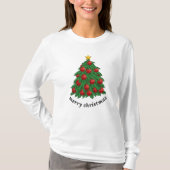 Vrolijk kerstfeest, wit T-shirt, kerstboom T-shirt (Voorkant)