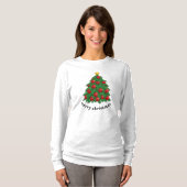 Vrolijk kerstfeest, wit T-shirt, kerstboom T-shirt (Voorkant volledig)