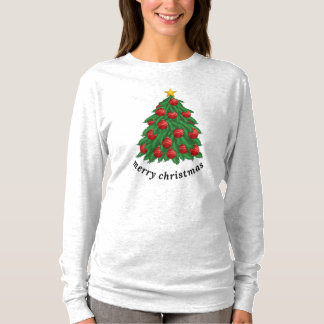 Vrolijk kerstfeest, wit T-shirt, kerstboom T-shirt