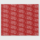 Vrolijk Kerstfeest Witte Feestelijke Retro Typogra Cadeaupapier (Vlak)