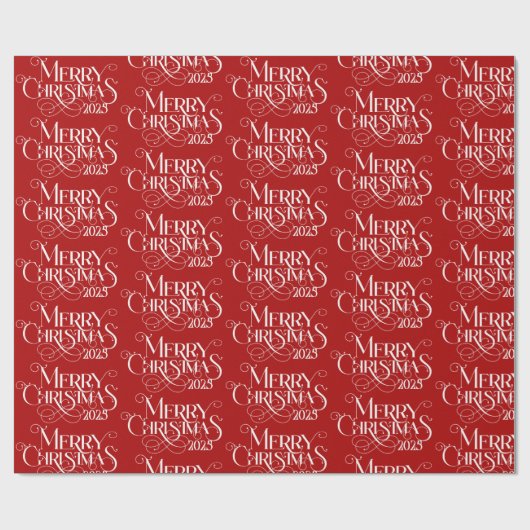 Vrolijk Kerstfeest Witte Feestelijke Retro Typogra Cadeaupapier (Vlak)