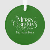 Vrolijk Kerstfeest Witte Feestelijke Retro Typogra Ornament (achterkant)