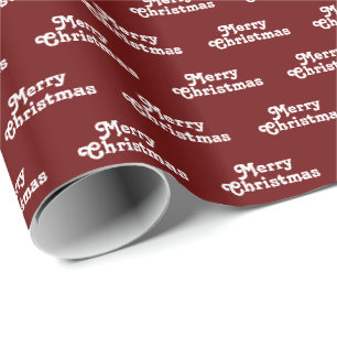 "Vrolijk kerstfeest" - witte letters, Bourgogne, w Cadeaupapier