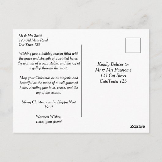 Vrolijk kerstfeest witte paarden waterverf groeten briefkaart (Achterkant)