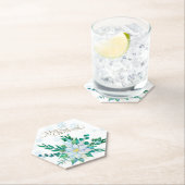 Vrolijk Kerstfeest Witte Poinsettia Sneeuwvlokken Kartonnen Onderzetters (Insitu)