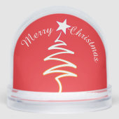 Vrolijk Kerstfeest Witte Schobbelboom + Ster Rood Sneeuwbol (Voorkant)