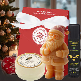 Vrolijk Kerstfeest Witte Sneeuwvlok op Rode Apiary Bedankdoosjes