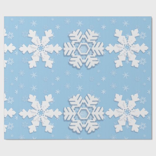 Vrolijk kerstfeest Witte sneeuwvlokken Schitterend Cadeaupapier (Vlak)