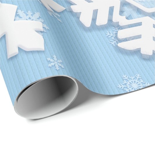 Vrolijk kerstfeest Witte sneeuwvlokken Schitterend Cadeaupapier (Rol Hoek)