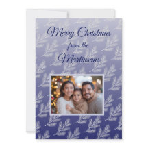 Vrolijk Kerstfeest Witte takken Blauwe Foto