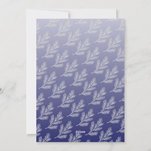 Vrolijk Kerstfeest Witte takken Blauwe Foto Feestdagenkaart (Achterkant)