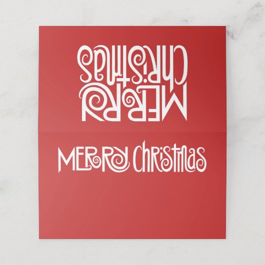 Vrolijk Kerstfeest witte Tekst Gevouwen Plaats Kaa Plaatskaartje (Buitenkant ongevouwen)