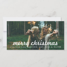 Vrolijk Kerstfeest Witte Typografie Kerstfoto Feestdagenkaart