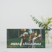 Vrolijk Kerstfeest Witte Typografie Kerstfoto Feestdagenkaart (Staand voorkant)