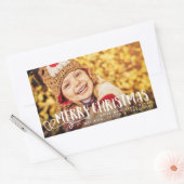 Vrolijk Kerstfeest Witte Vakantie Foto Overlay Rechthoekige Sticker (Envelop)