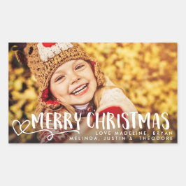 Vrolijk Kerstfeest Witte Vakantie Foto Overlay Rechthoekige Sticker