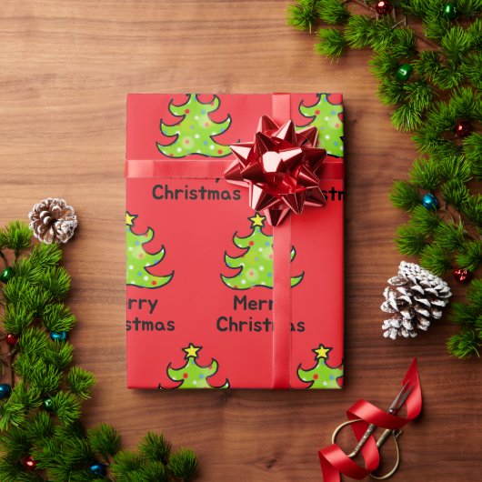 Vrolijk kerstfeest Wizige boomontwerp Cadeaupapier (Feestdagen Geschenken)