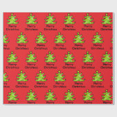 Vrolijk kerstfeest Wizige boomontwerp Cadeaupapier (Vlak)