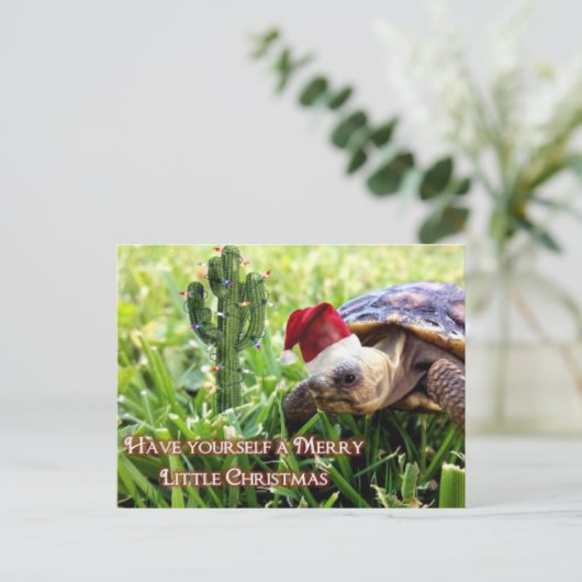 Vrolijk kerstfeest - woestijnschildpad briefkaart (Staand voorkant)