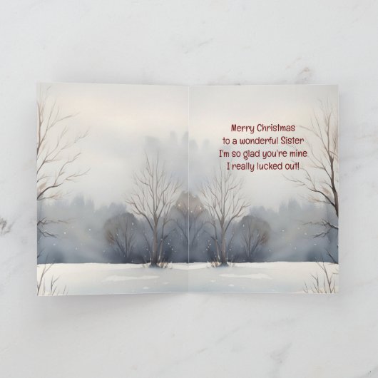 Vrolijk kerstfeest Wonderful Sister Waterverf Kaart (Binnen)