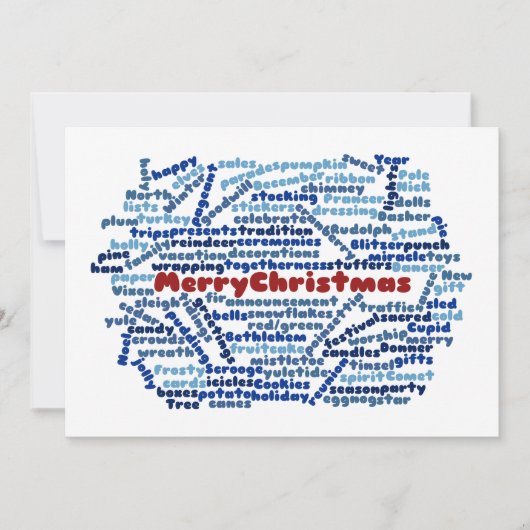 Vrolijk kerstfeest - Woordwolk - Groeten Kaart (Voorkant)