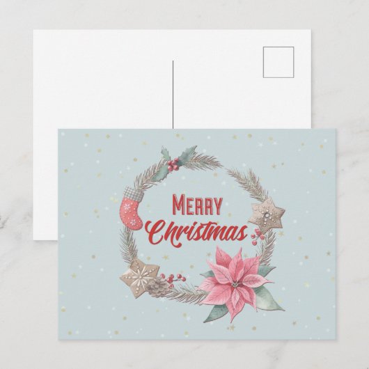 Vrolijk kerstfeest Wreath Briefkaart (Voorkant / Achterkant)