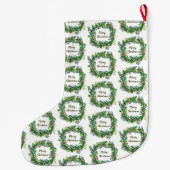 Vrolijk kerstfeest Wreath Grote Kerstsok (Achterkant)