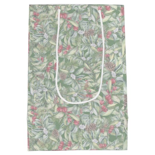 Vrolijk kerstfeest - Wreath - Handschilderde Water Medium Cadeauzakje (Achterkant)