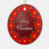 Vrolijk kerstfeest Wreath Keramisch Ornament (Links)