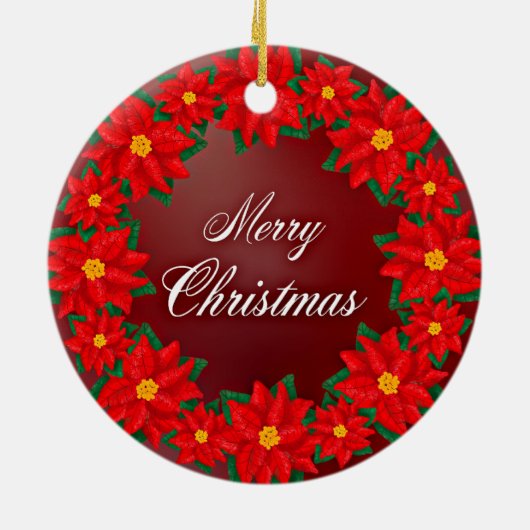 Vrolijk kerstfeest Wreath Keramisch Ornament (Achterkant)