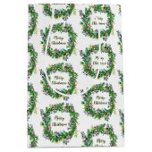Vrolijk kerstfeest Wreath Medium Cadeauzakje (Voorkant)