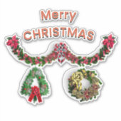 Vrolijk kerstfeest Wreath Sticker (Voorkant)