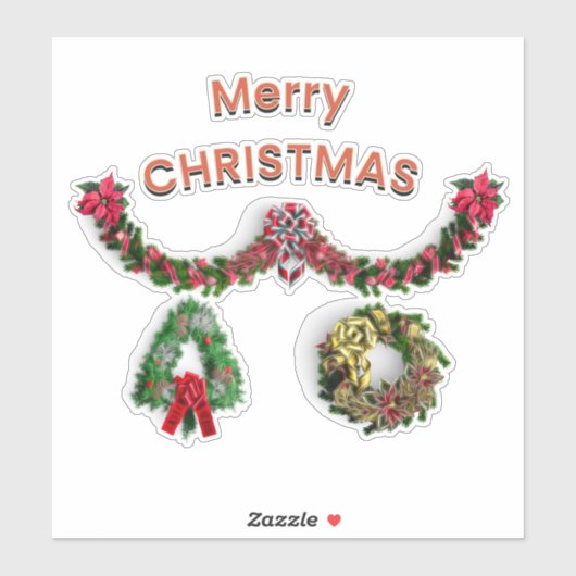 Vrolijk kerstfeest Wreath Sticker (Vel)