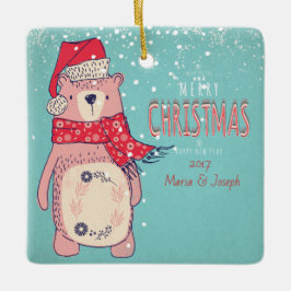 Vrolijk kerstfeest- X-mas Beer en bewerkbare tekst Keramisch Ornament