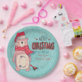 Vrolijk kerstfeest- X-mas Beer en bewerkbare tekst Papieren Bordje (Feest)