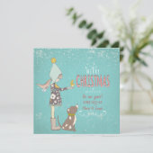 Vrolijk kerstfeest- X-mas Girl Dog editable Text o Feestdagenkaart (Staand voorkant)