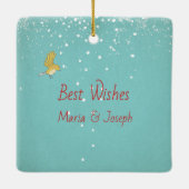 Vrolijk Kerstfeest- X-mas Meisje Hond bewerkbare T Keramisch Ornament (Achterkant)