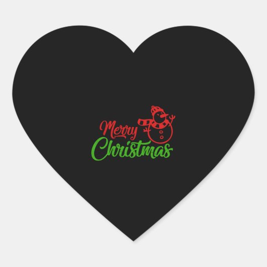 Vrolijk Kerstfeest X Sneeuwman Hart Sticker (Voorkant)