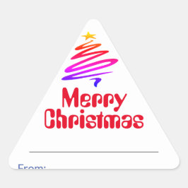 Vrolijk kerstfeest. Xmas Cadeau Triangle Sticker