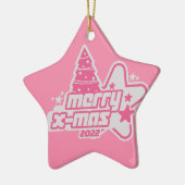 Vrolijk kerstfeest Y2K 2022 Roze Keramisch Ornament (Links)