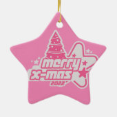 Vrolijk kerstfeest Y2K 2022 Roze Keramisch Ornament (Achterkant)