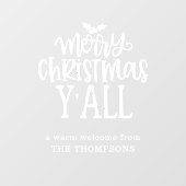 Vrolijk kerstfeest y Al Manuscript Artsy Witte Nam Raamsticker (Vel)