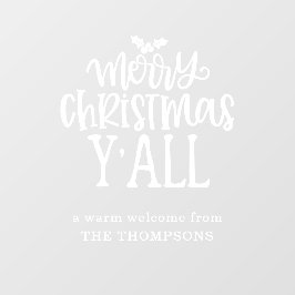 Vrolijk kerstfeest y Al Manuscript Artsy Witte Nam Raamsticker