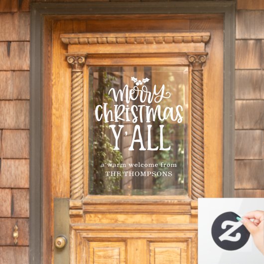 Vrolijk kerstfeest y Al Manuscript Artsy Witte Nam Raamsticker (Huis Deur)