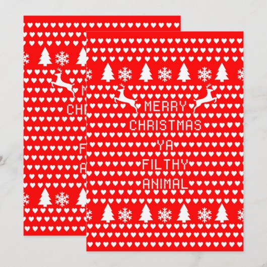 Vrolijk kerstfeest Ya Filthy Animal Geek Kerstmis Kaart (Voorkant / Achterkant)