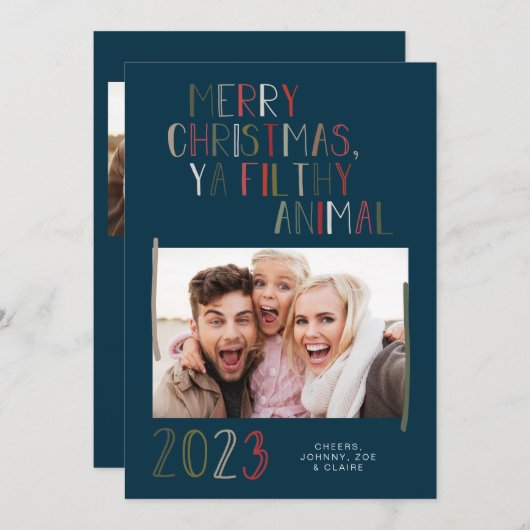 Vrolijk Kerstfeest Ya Filthy Animal Holiday Kaart (Voorkant / Achterkant)