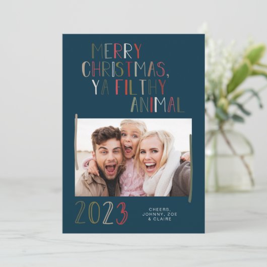 Vrolijk Kerstfeest Ya Filthy Animal Holiday Kaart (Staand voorkant)