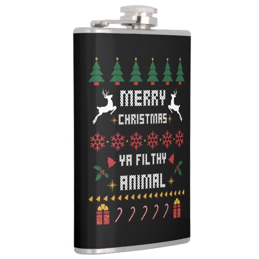 Vrolijk kerstfeest Ya Filthy Animal Ugly kerst Heupfles (Rechts)