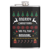Vrolijk kerstfeest Ya Filthy Animal Ugly kerst Heupfles (Voorkant)