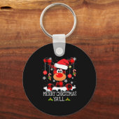 Vrolijk kerstfeest Yall Buffalo Red Plaid Rendier Sleutelhanger (Voorkant)